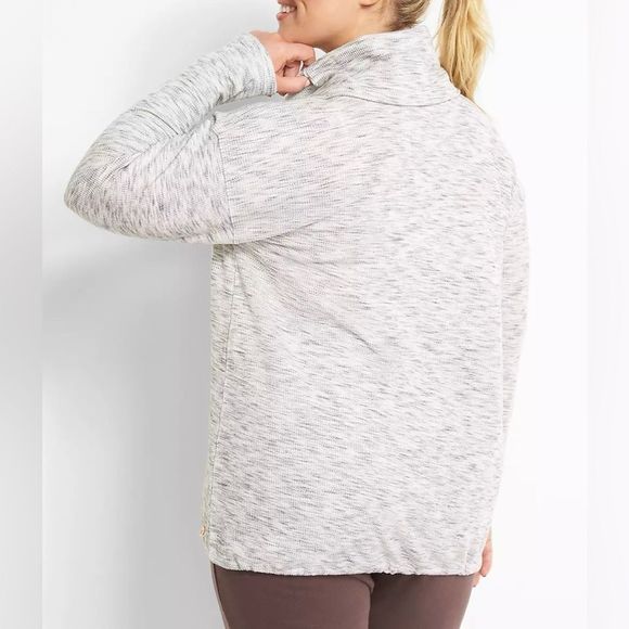 LIVI Cowl-Neck Textured Top, Drawstring bottom, Pockets, stretch, size 22-24 - Picture 2 of 15